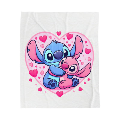 Stitch and Angel Velveteen Plush Blanket