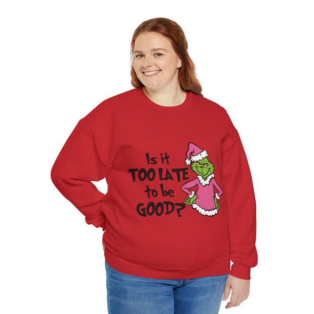 Sweatshirt: Naughty Grinch Christmas Theme Unisex Heavy Blend - Perfect for Holiday Season Sales